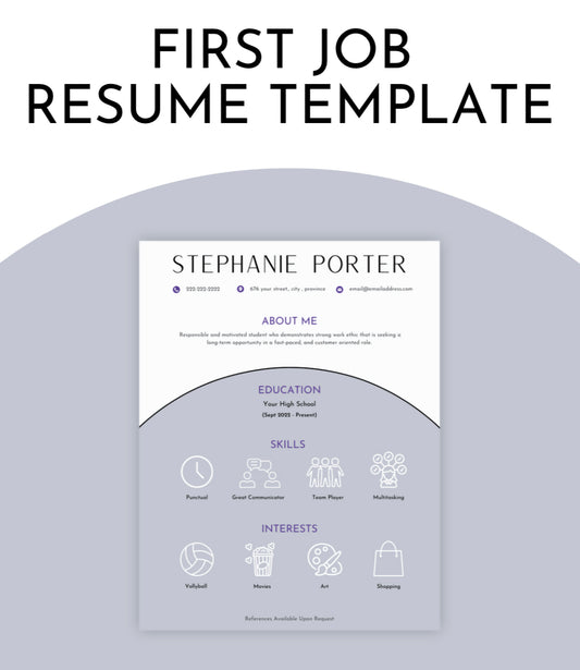 First Job Resume Canva Template